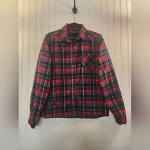 Vermont Flannel Co. Women's Red Purple Plaid Thick Flannel Shirt Size L Casual